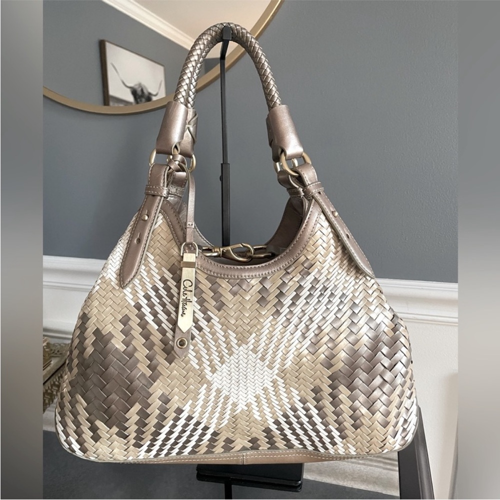 Cole Haan purse bag, satchel, metallic earthtones, new trending braided handles - Picture 10 of 14